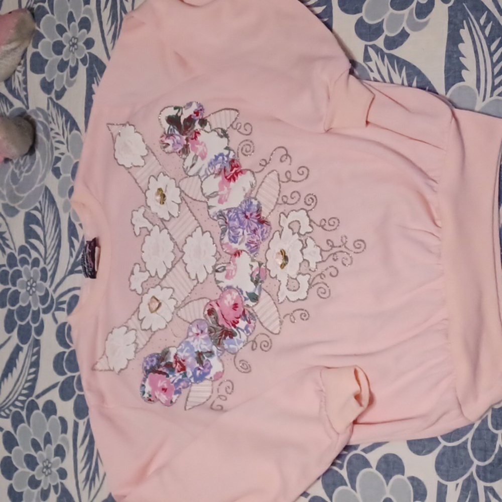 Vintage California Happenings Floral Embroidered Pink Sweatshirt Size M 90s Mom